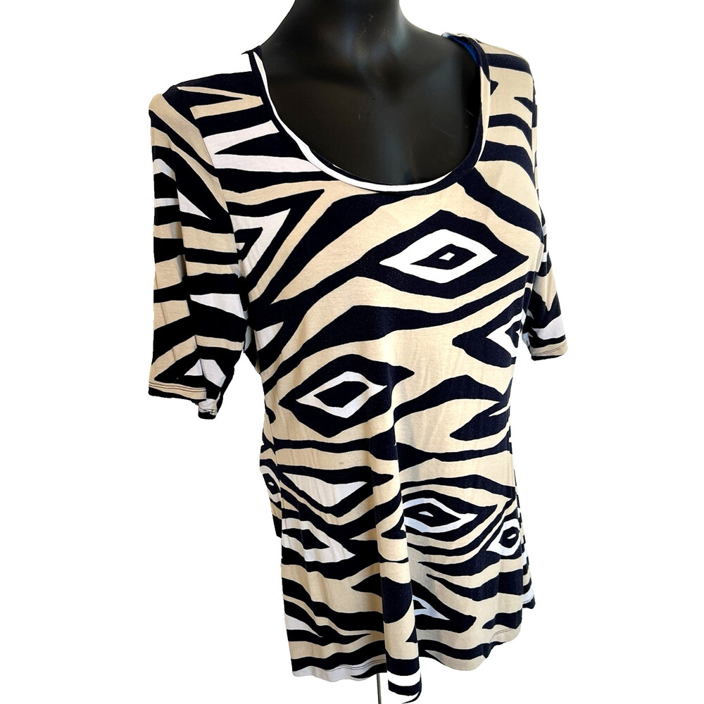 Banana Republic - Women's L Top Stretch Short Sleeve Diamond Ikat Print - Picture 10 of 15